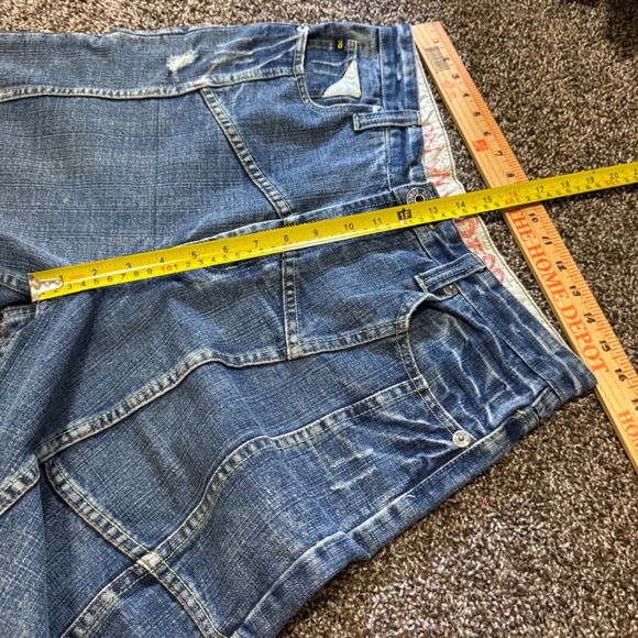 Vintage Brooklyn Xpress Men's‎ Y2K 32x30 Patchwork Wide Leg Jeans Distressed - Picture 3 of 6